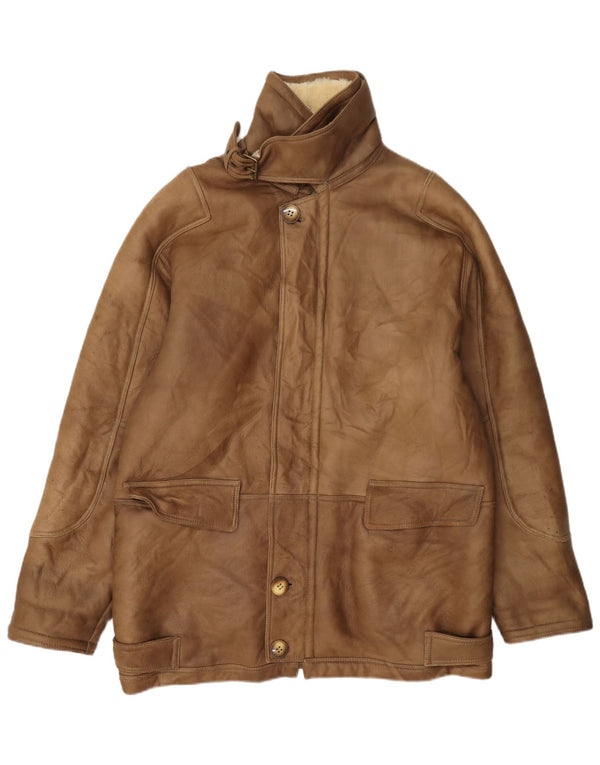 Vintage Mens Shearling Jacket IT 50 Large Beige