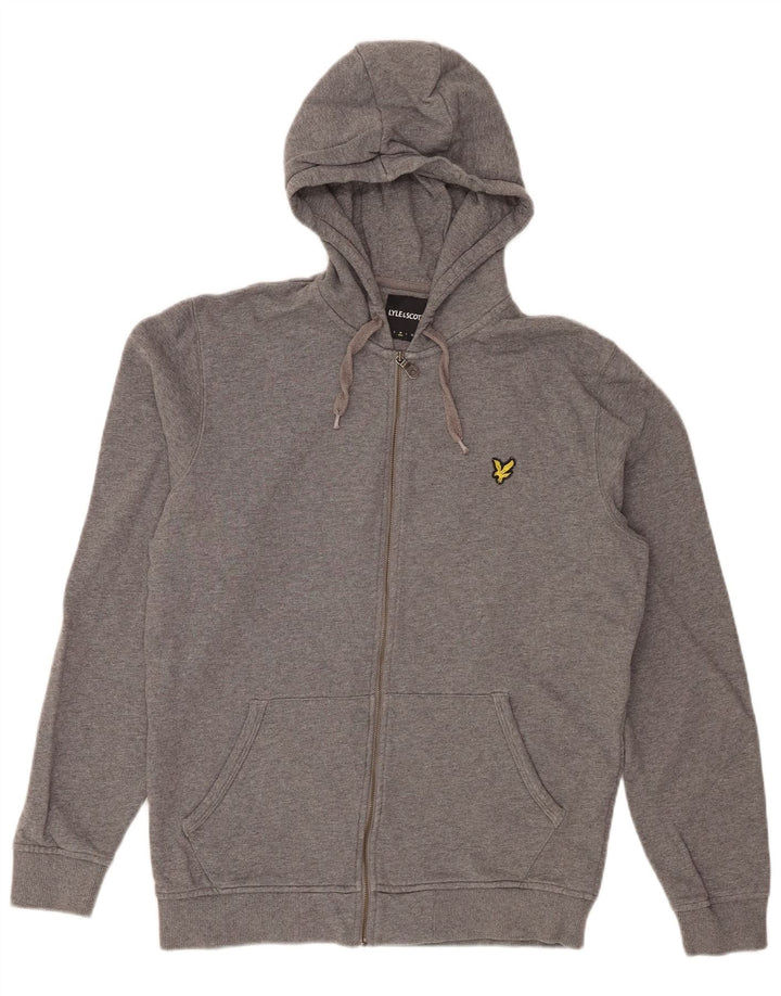 Pulover Lyle & Scott pentru bărbați, cu fermoar, bumbac cu pete, gri mediu