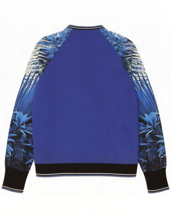 Roberto Cavalli Womens Tracksuit Top Jacket IT 40 Small Blue Floral Silk