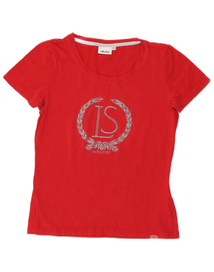 Tricou cu grafic pentru femei Ellesse Top UK 12 Bumbac roșu mediu