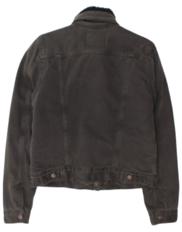 Jachetă de denim Sherpa Levi's pentru femei UK 10, bumbac gri mic
