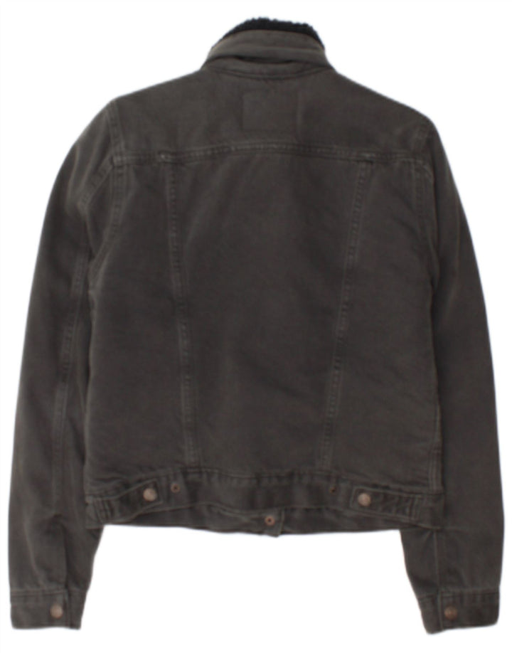 Jachetă de denim Sherpa Levi's pentru femei UK 10, bumbac gri mic
