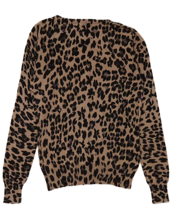 Pulover cardigan crop Guess pentru femei UK 10 mic bej imprimeu animal