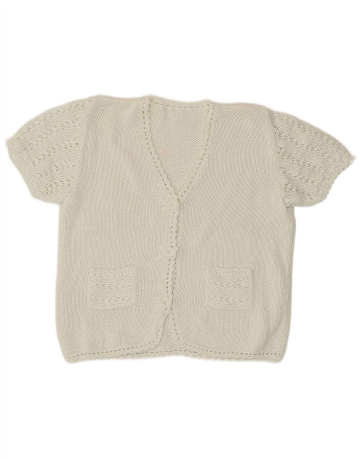 Pulover Vintage pentru femei cu mânecă scurtă cardigan UK 12 Medium White