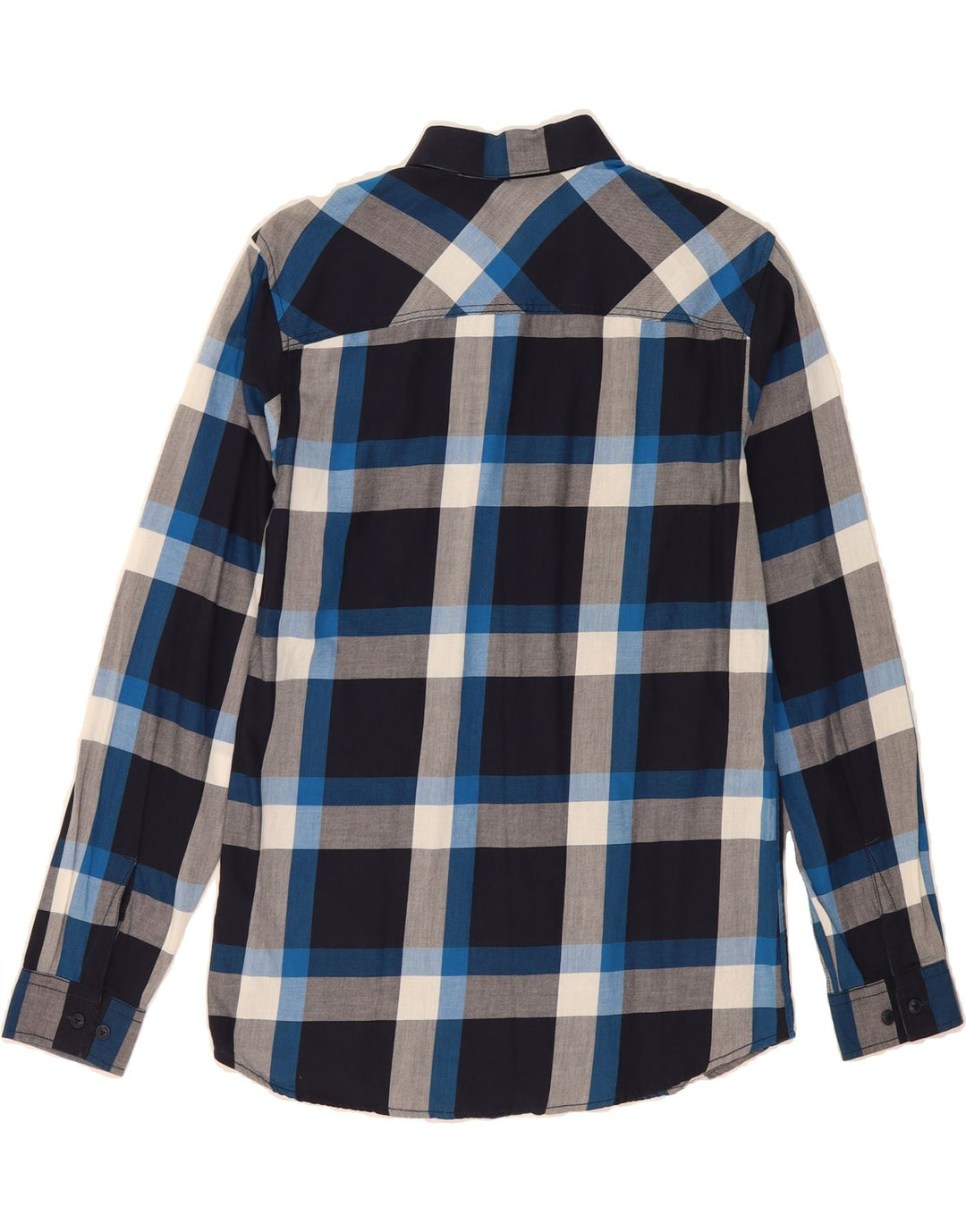 JACK & JONES Mens Flannel Shirt Medium Navy Blue Check Cotton Vintage Jack & Jones and Second-Hand Jack & Jones from Messina Hembry 