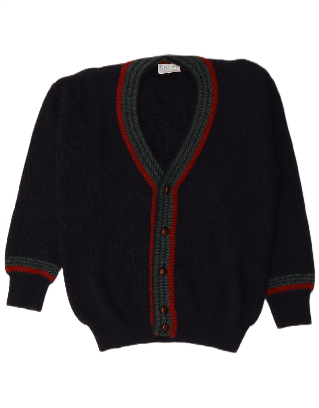 Pulover Cardigan Vintage pentru bărbați IT 48 Medium Bleumarin Lână cu dungi