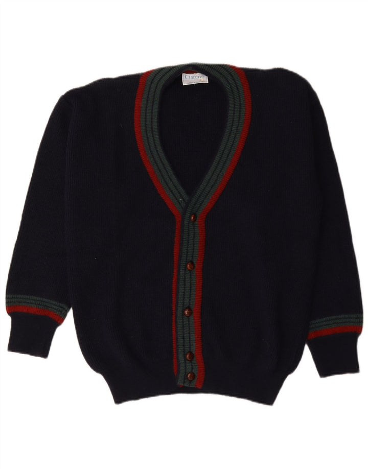 Pulover Cardigan Vintage pentru bărbați IT 48 Medium Bleumarin Lână cu dungi