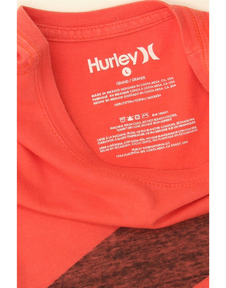 HURLEY Mens Graphic T-Shirt Top Large Red Cotton Vintage Hurley and Second-Hand Hurley from Messina Hembry 