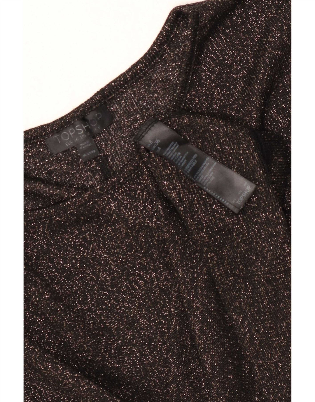 Tricou supradimensionat Topshop pentru femei Top UK 8 Small Black Flecked Poliester