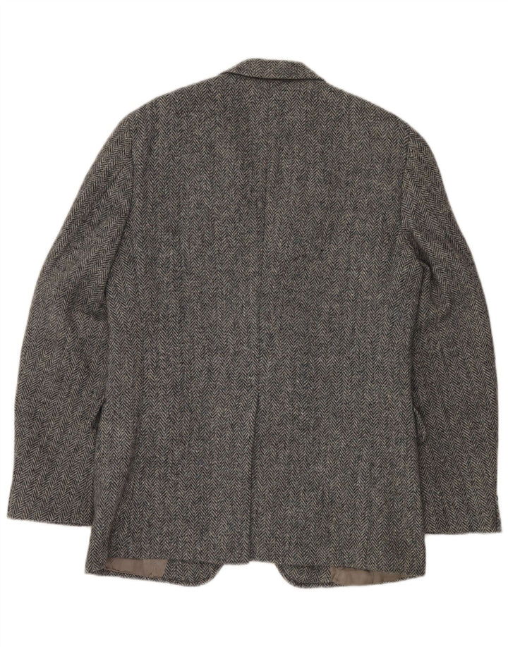 J.S.A. Jachetă pentru bărbați BANK, cu 2 nasturi, UK 38, lână în spină de pește, gri mediu