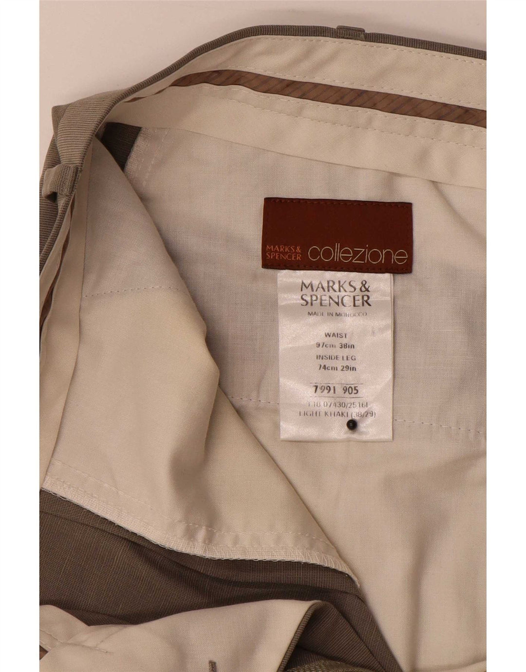 Pantaloni de costum drept bărbați Marks & Spencer L38 L29 Kaki Lyocell