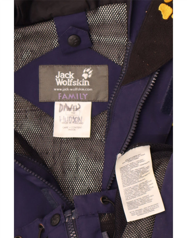 Jack Wolfskin Jachetă de ploaie cu glugă grafică pentru băieți, 12-13 ani, bleumarin