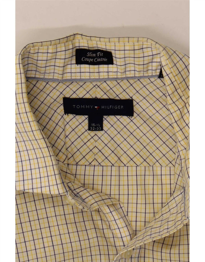 Cămașă pentru bărbați Tommy Hilfiger Slim Fit Mărimea 15 1/2 Medium White Vichy