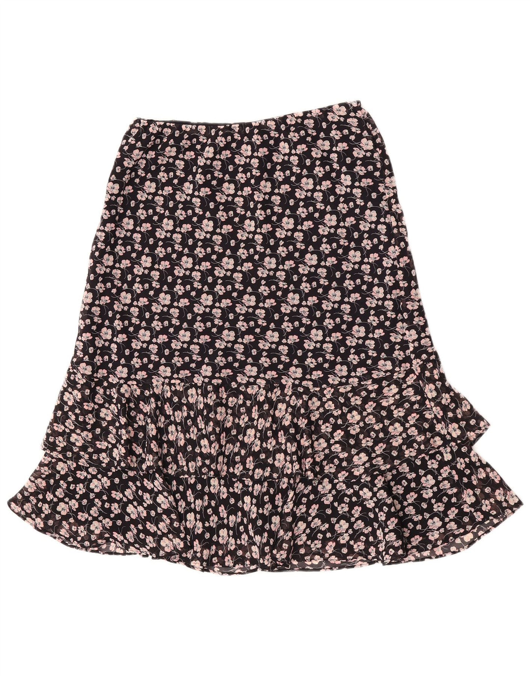 Fusta cu etaje pentru femei Chaps Medium W30 Poliester floral negru