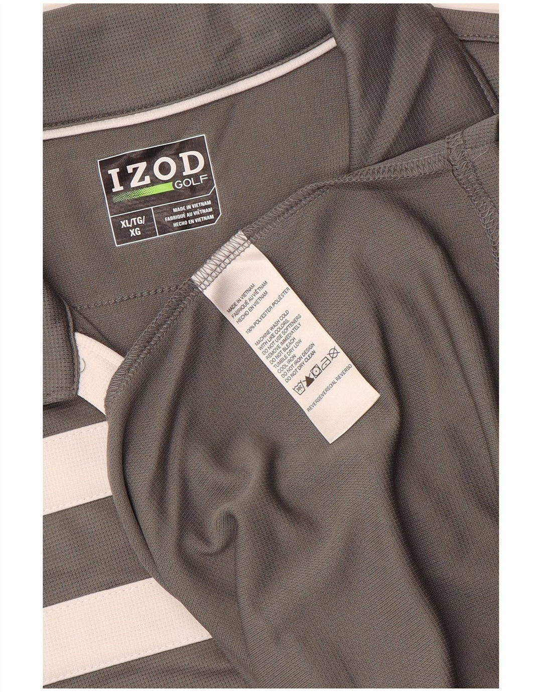 IZOD Tricou polo fără mâneci pentru femei UK 18 XL Gri poliester color bloc