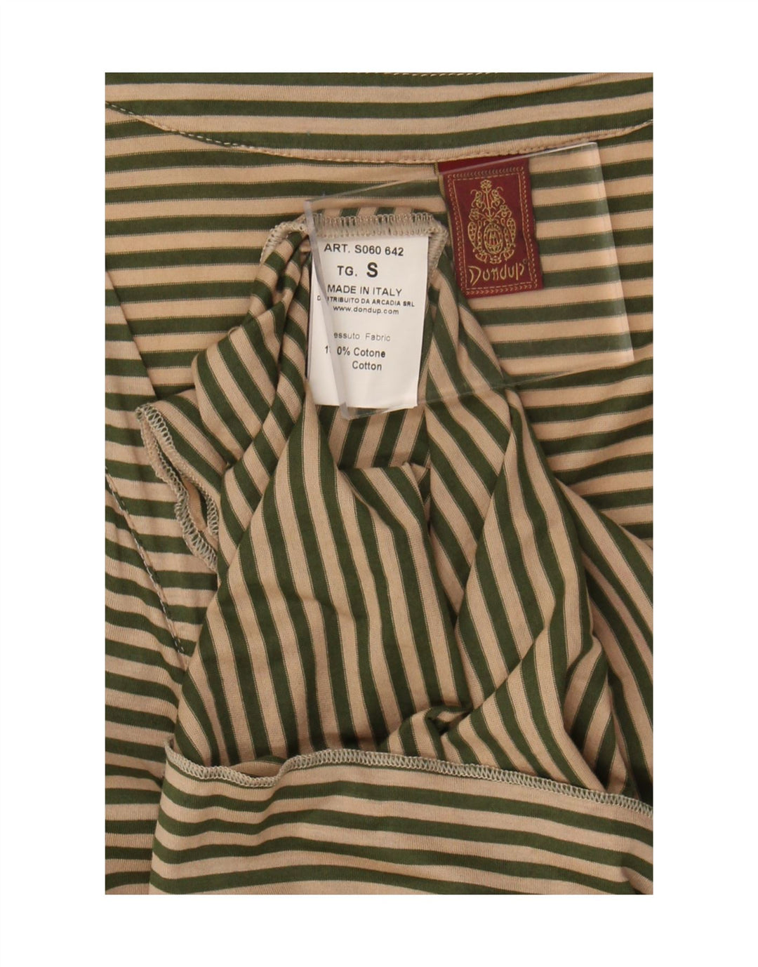 Bluză Dondup pentru femei cu cravată în față, UK 10, bumbac cu dungi mici, bej