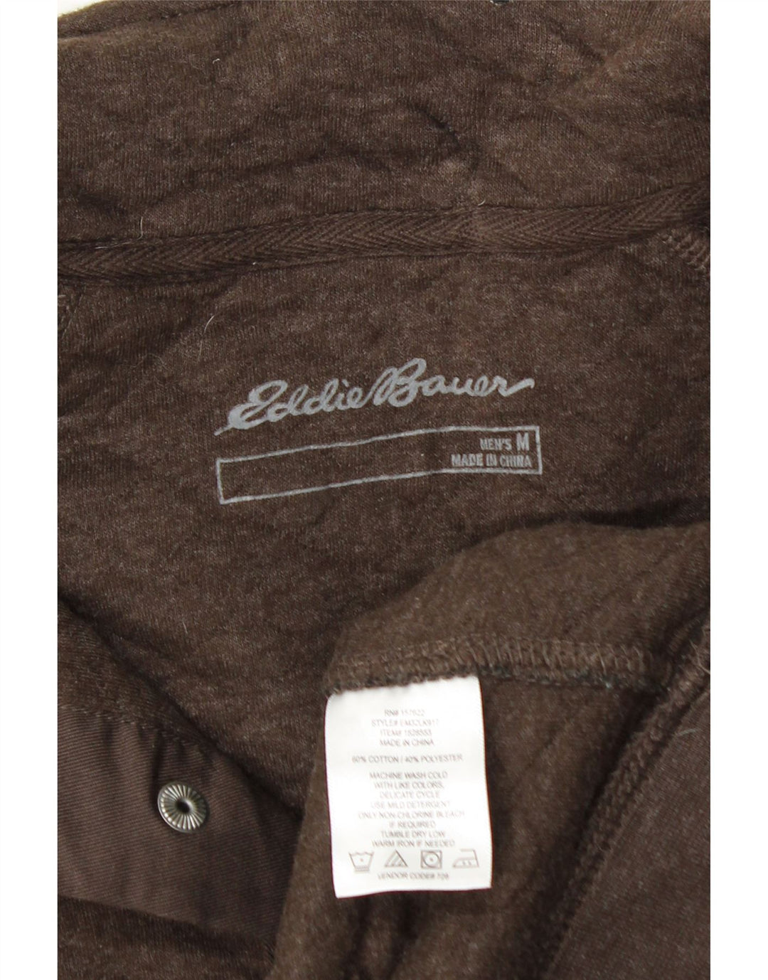 EDDIE BAUER Hanorac pentru bărbați cu gât cu nasturi Pulover din bumbac maro mediu