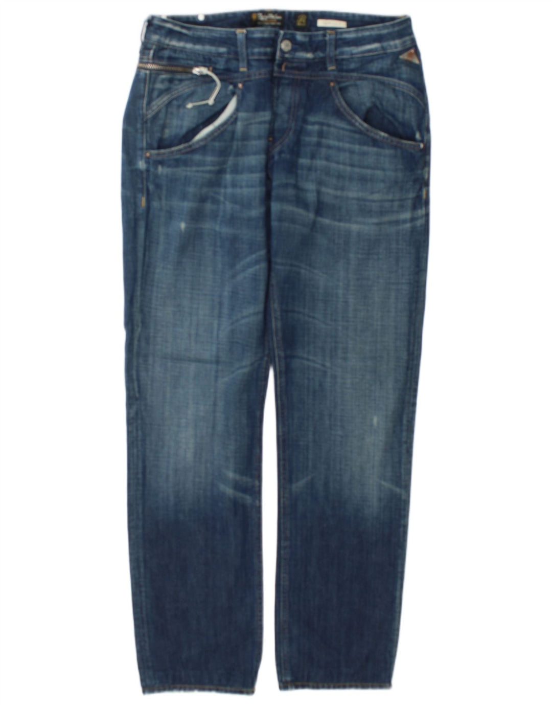 Replay Blugi Distressed drepte pentru femei W31 L34 Bumbac albastru