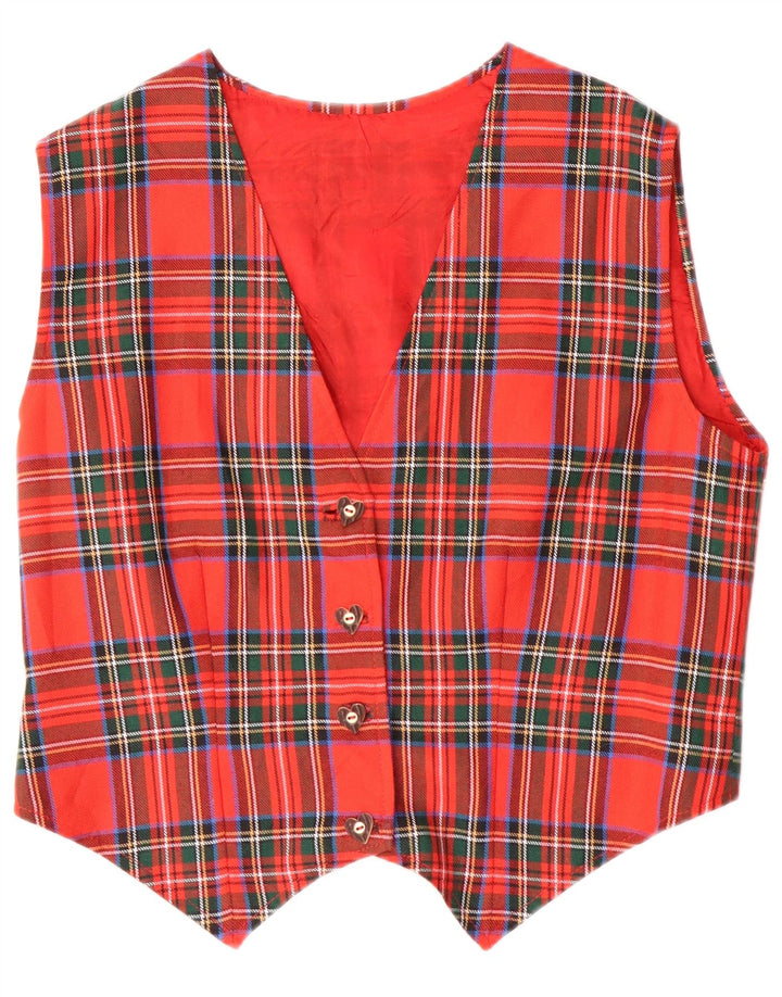 Vestă vintage pentru femei UK 12 Medium Red Plaid Classic