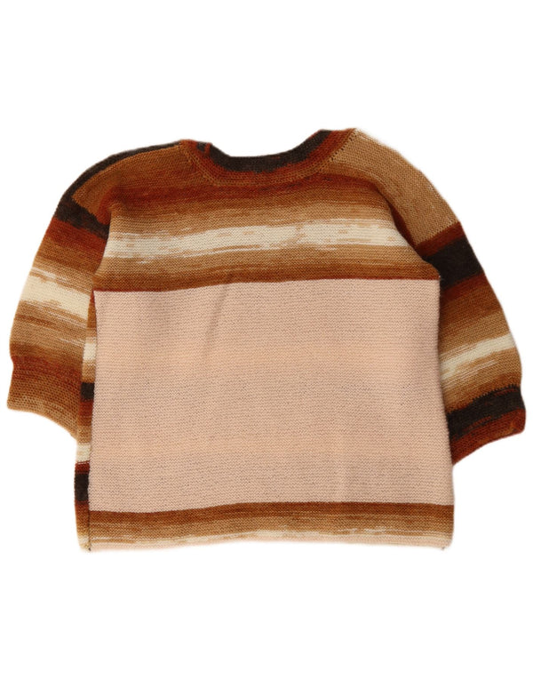 Pulover vintage pentru femei cu gât de barcă UK 14 mare, multicolore, cu dungi