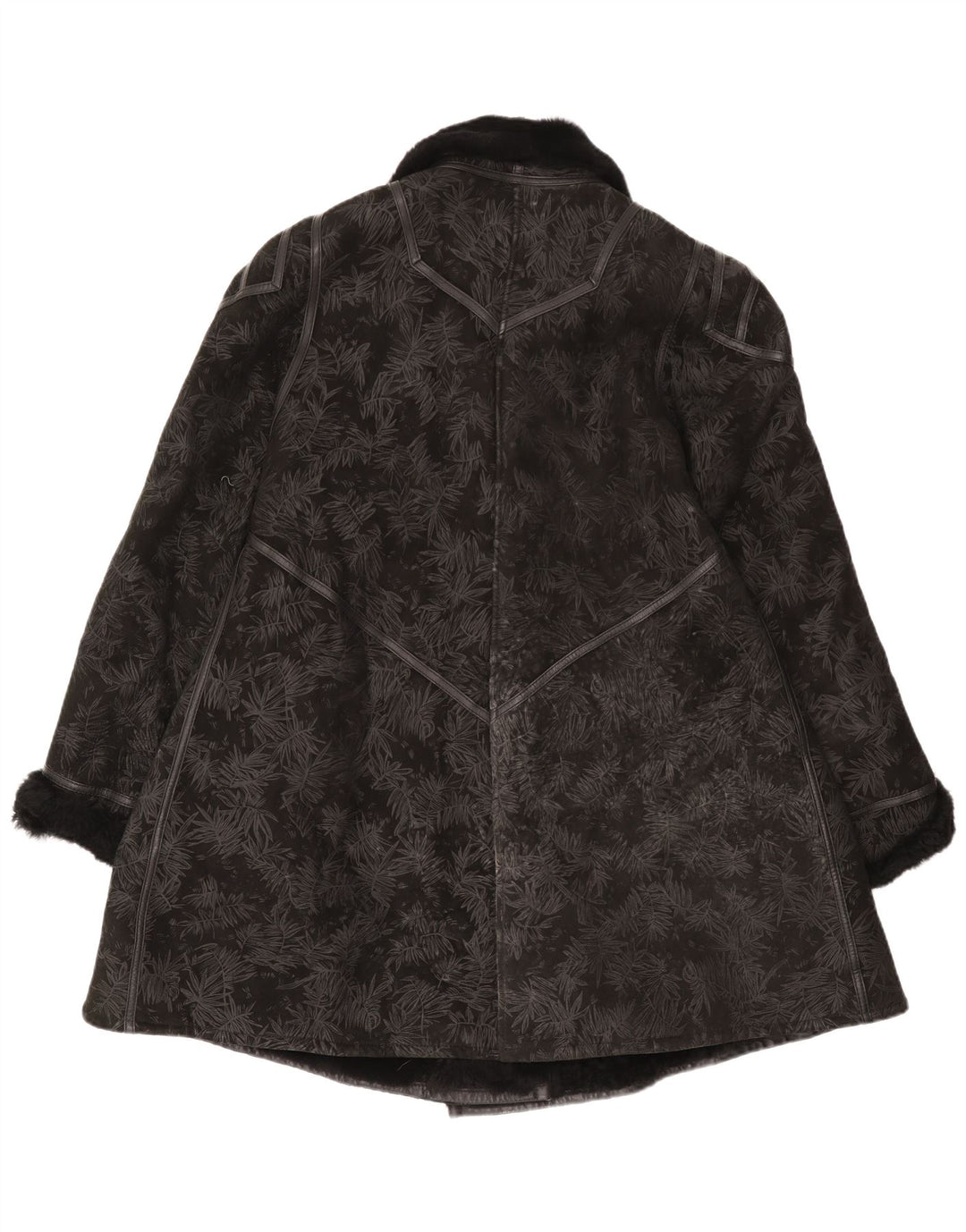 Palton vintage din shearling pentru femei IT 44 Medium Black Floral Shearling