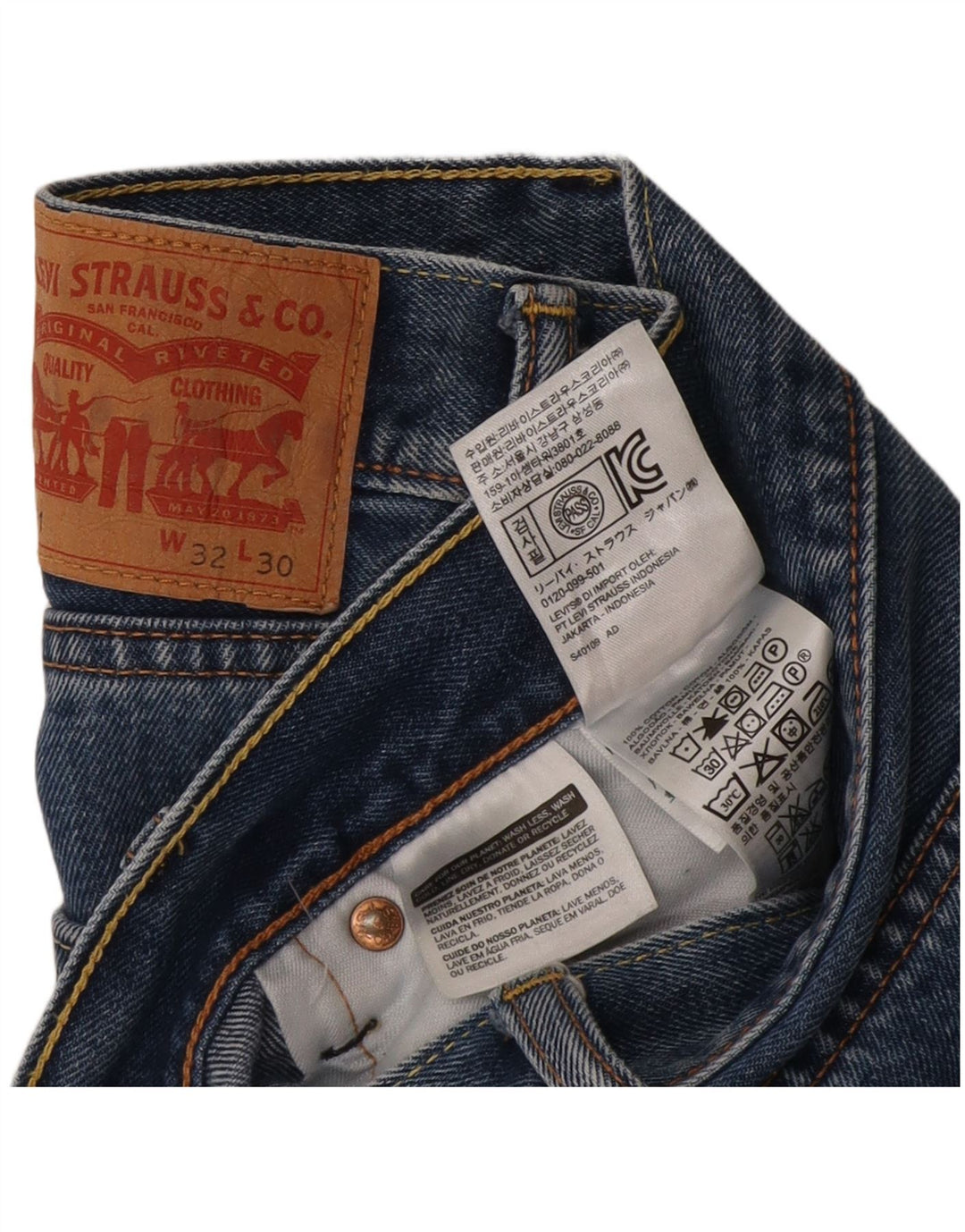 Blugi drepti tăiați pentru bărbați Levi's 751 L32 L24 Bumbac albastru