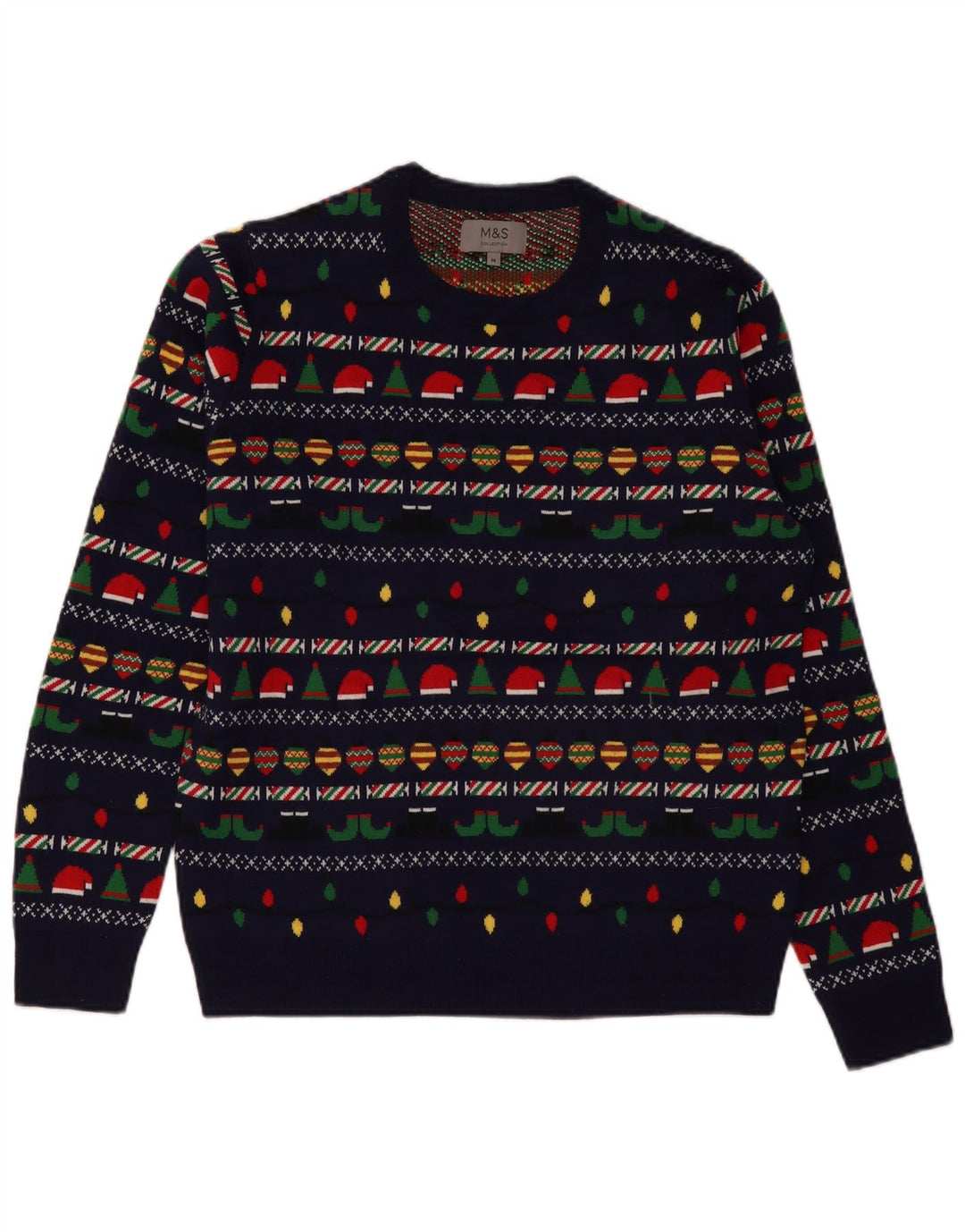 Pulover pentru bărbați Marks & Spencer cu gât crew pulover mediu bleumarin de Crăciun