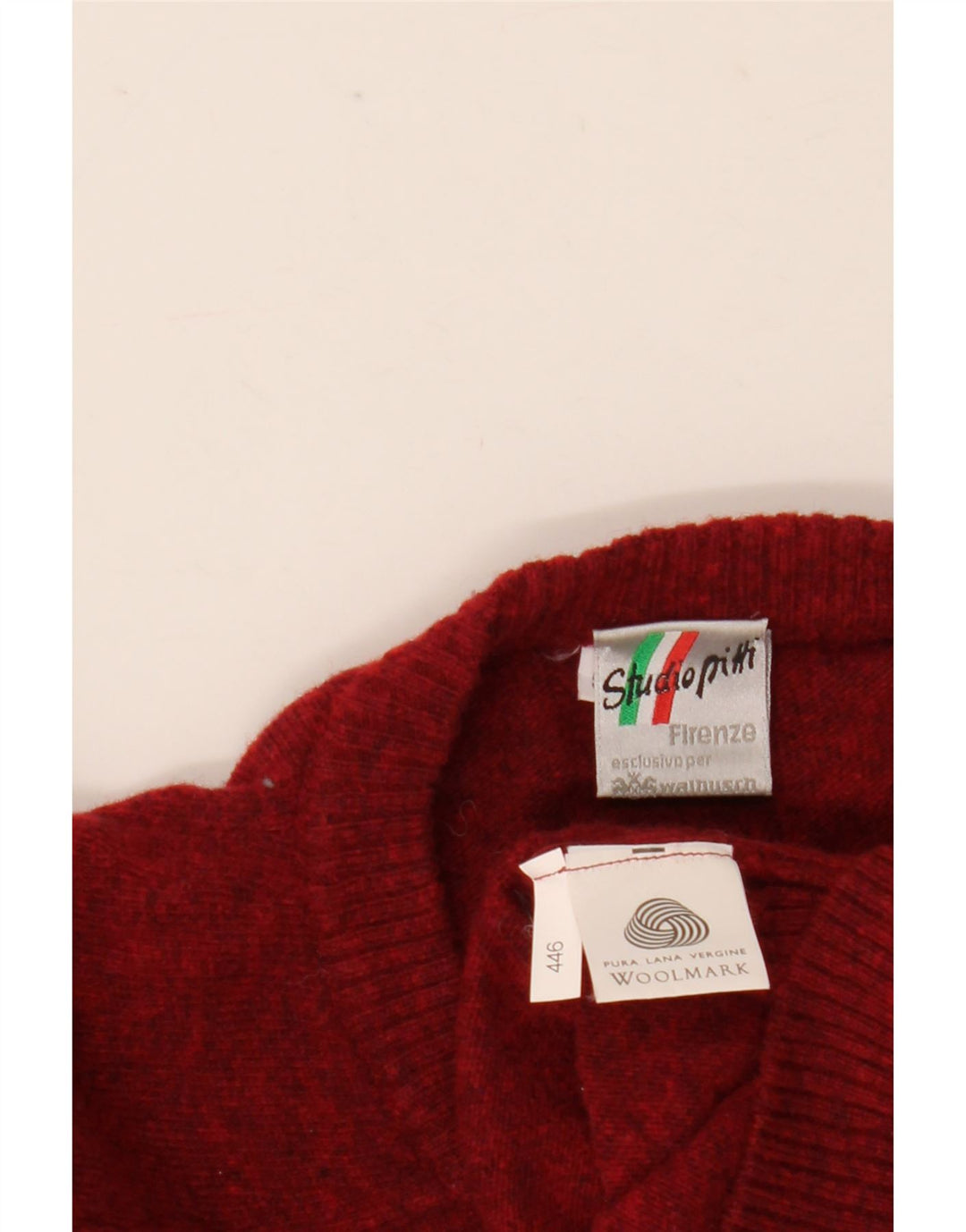 Pulover vintage pentru bărbați cu gât roșu IT 50/52 maro mediu cu pete