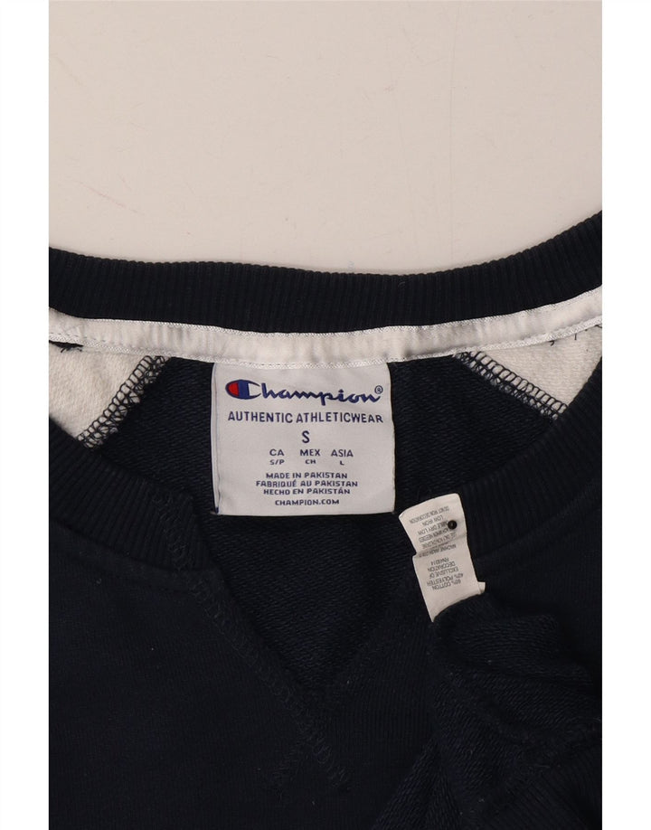 CHAMPION Womens Oversized Graphic Sweatshirt Jumper UK 10 Small Navy Blue Vintage Champion and Second-Hand Champion from Messina Hembry 