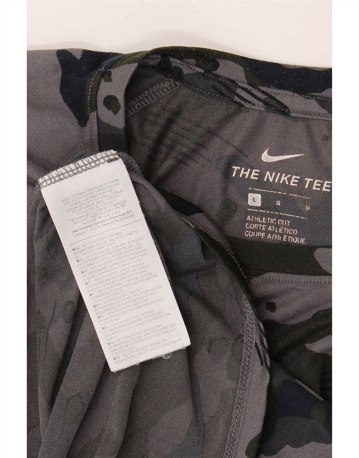 Tricou NIKE Dri Fit pentru bărbați Top mare din poliester camuflaj gri
