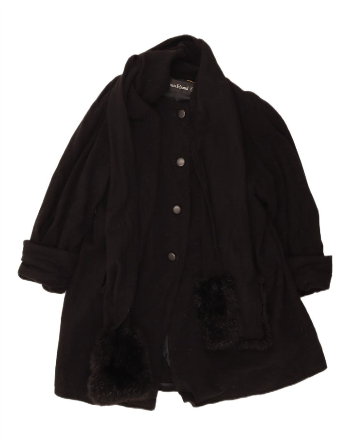 Palton pentru femei Louis Feraud UK 14 mare, negru, lână virgină clasică