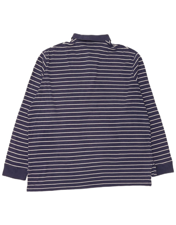 POLO RALPH LAUREN Mens Long Sleeve Polo Shirt 2XL Navy Blue Striped