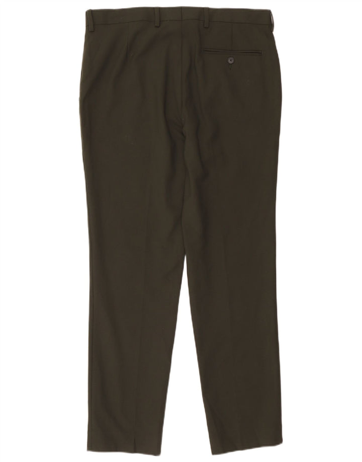 Marks & Spencer Pantaloni de costum pentru bărbați W34 L31 Kaki Poliester