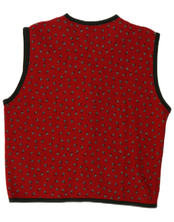 Naj Oleari Pulover Cardigan fără mâneci pentru femei UK 16 Large Red Spotted