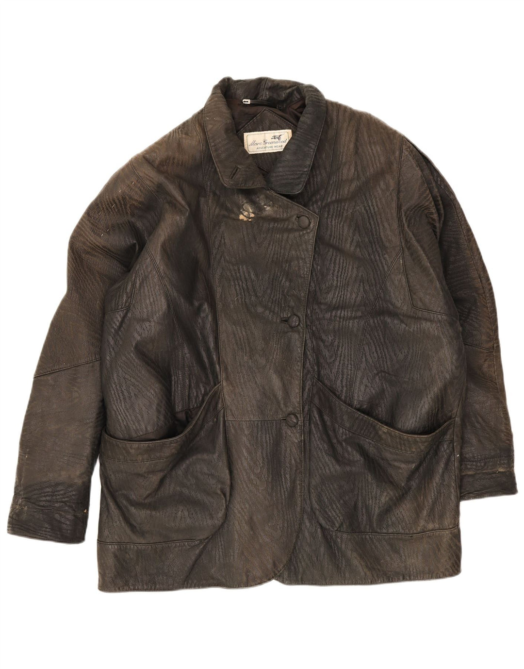 Jachetă de piele vintage pentru femei UK 18 XL neagră