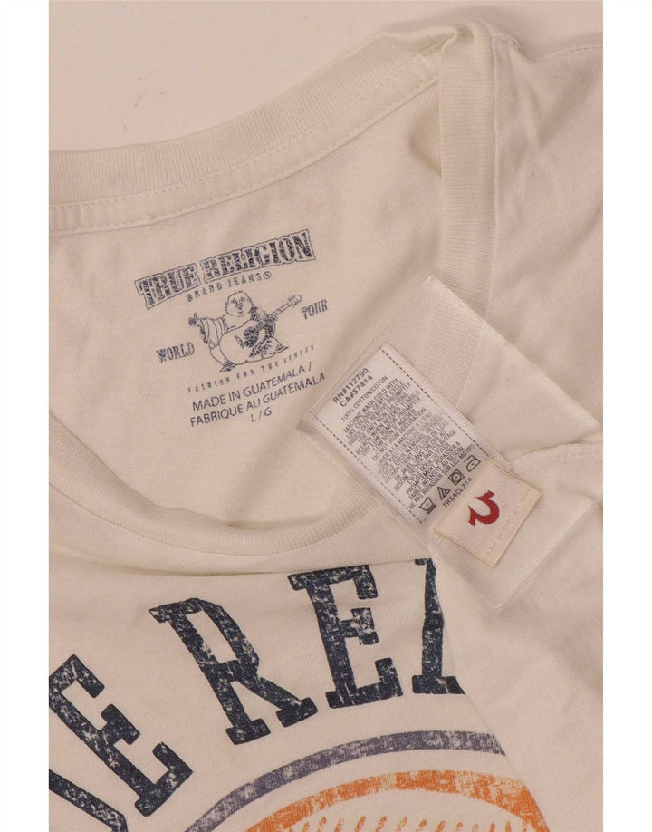 True Religion Tricou grafic pentru bărbați Top mare din bumbac alb
