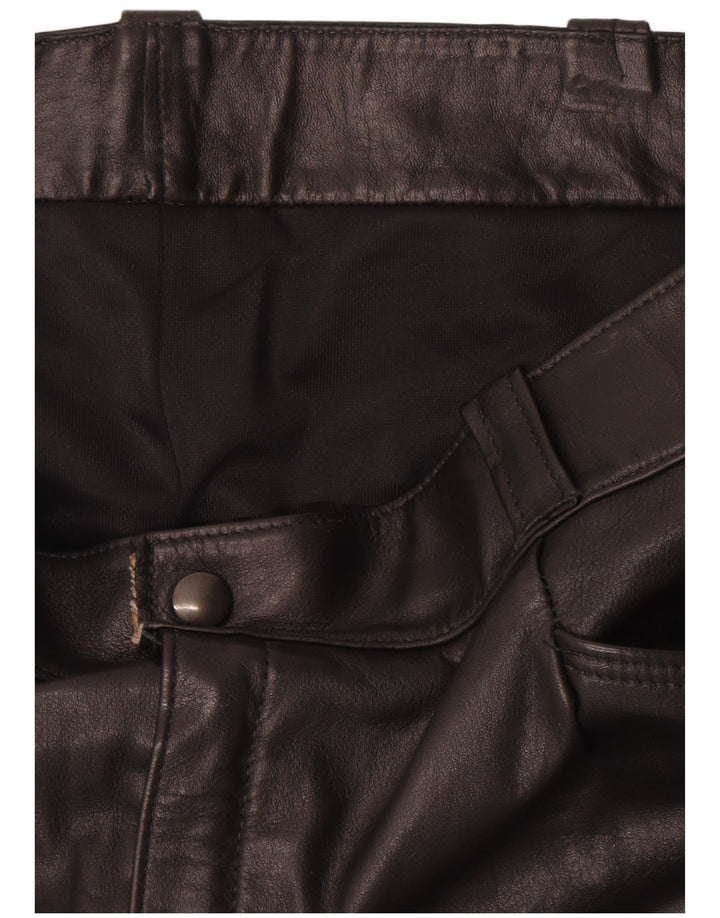 Pantaloni drepți din piele vintage pentru femei W36 L31 negri