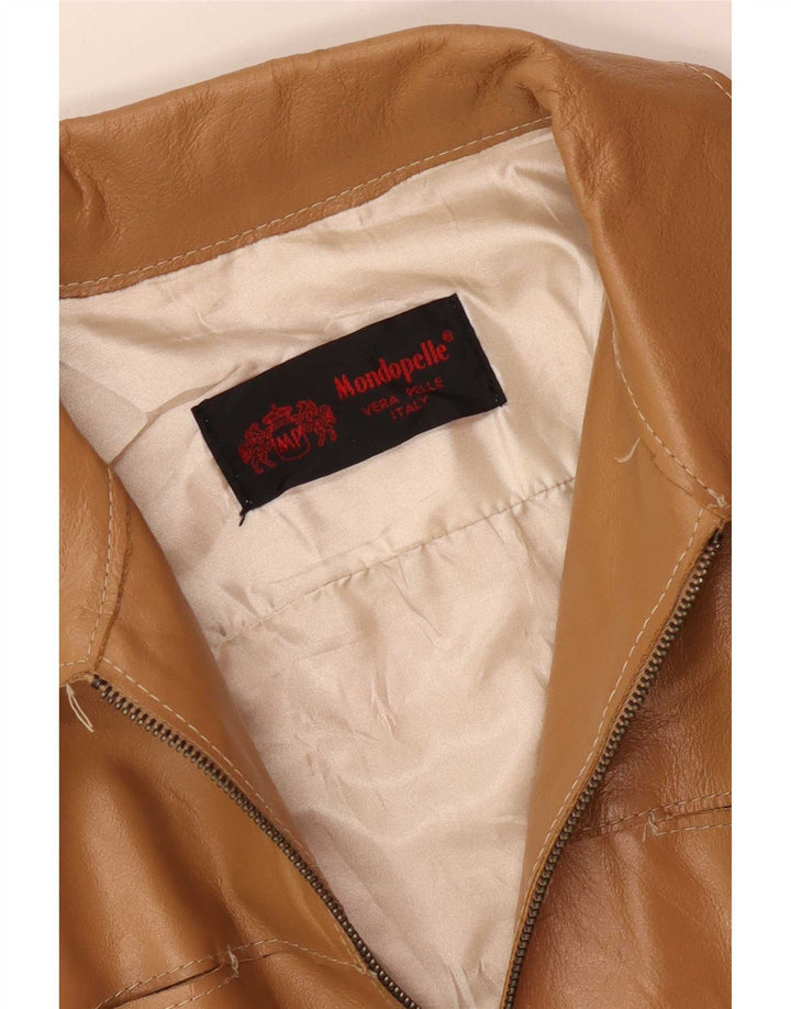 Jachetă de piele vintage pentru femei UK 8 Small Beige