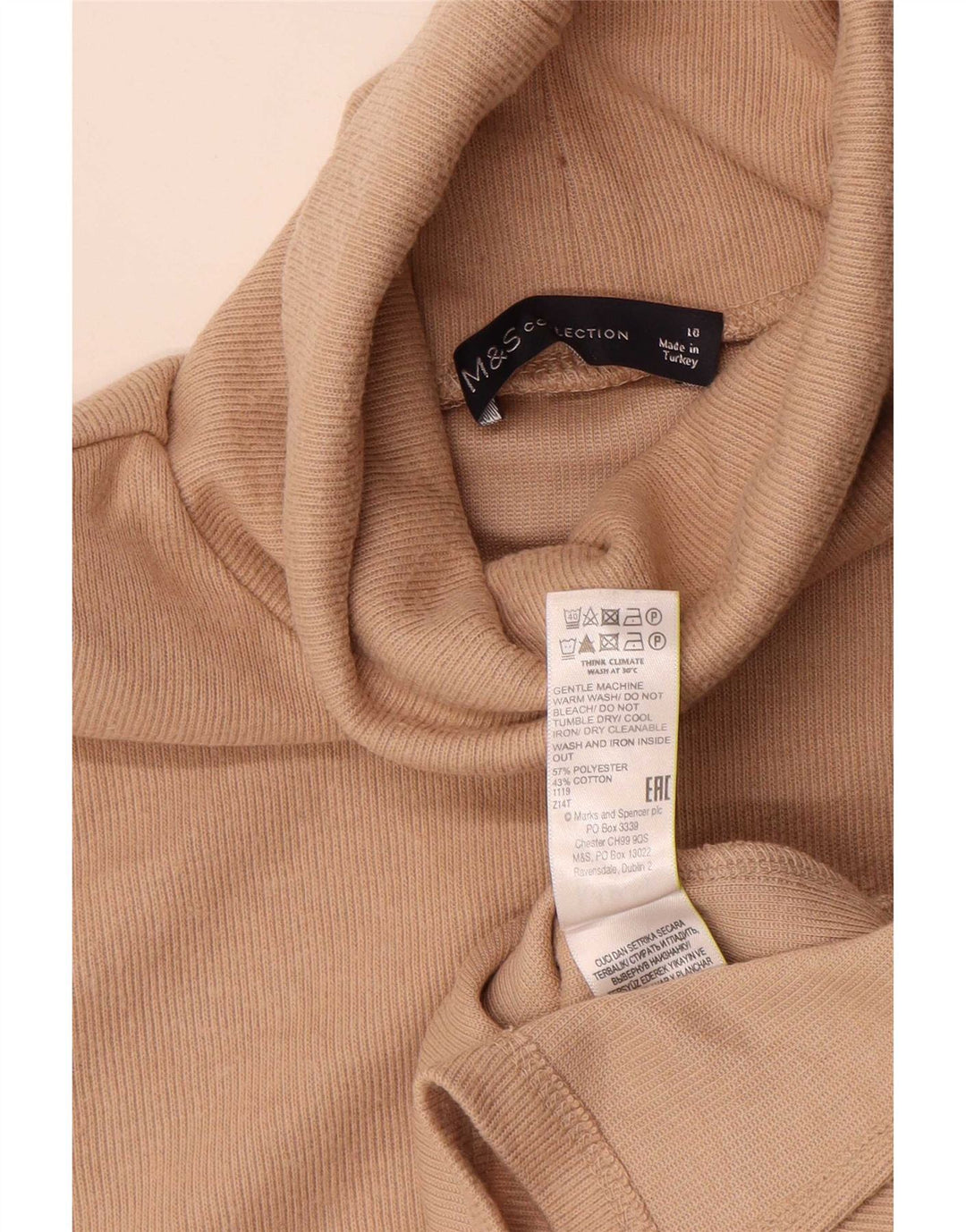 Vestă Marks & Spencer pentru femei cu gât rulat, UK 10, poliester mic, bej