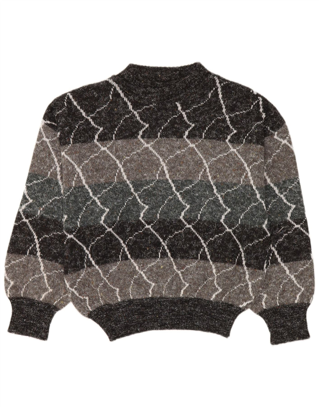 Pulover vintage pentru femei cu gât țestoasă IT 48 XL poliacrilic cu dungi gri