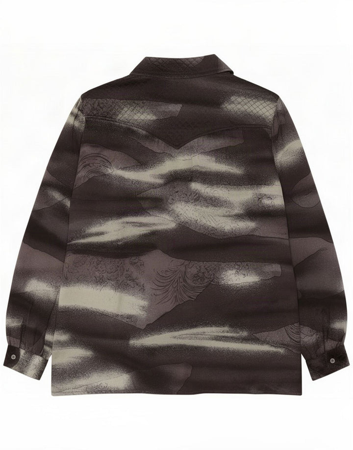 Bluză cămașă cu model abstract pentru femei Pancaldi & B Marea Britanie 18 XL Mătase gri