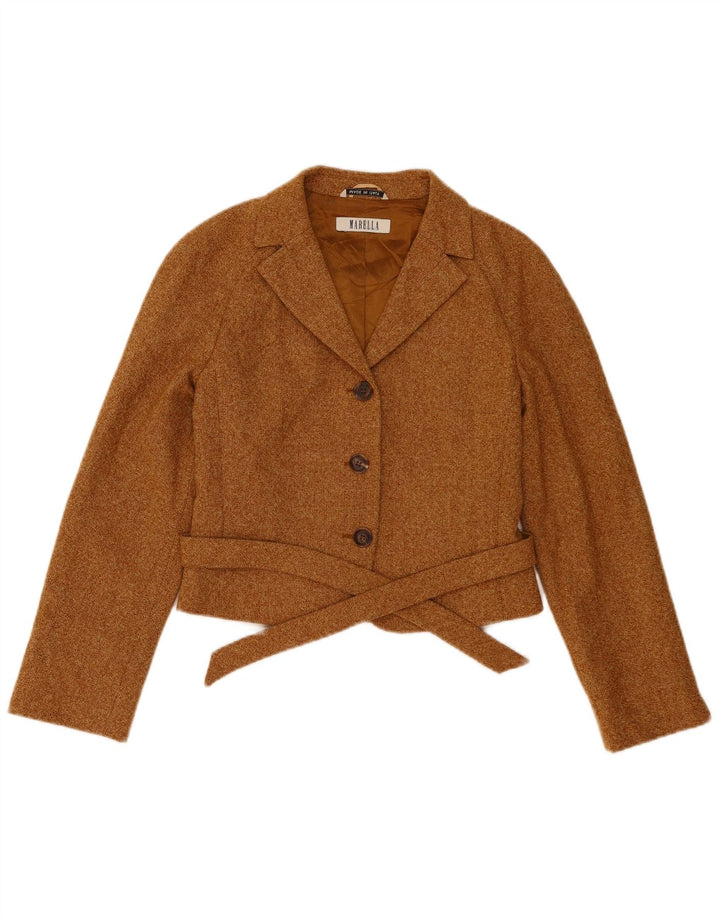 Jachetă Blazer Crop 3 Buttons pentru femei Marella UK 10 Lână maro mică