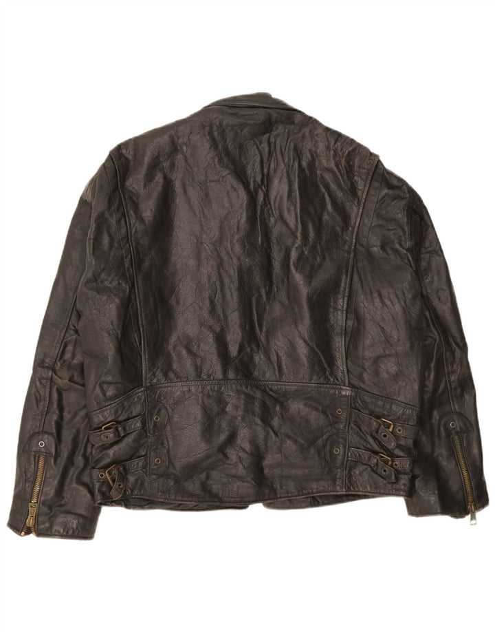 Jachetă de piele vintage pentru bărbați UK 40, mare, neagră