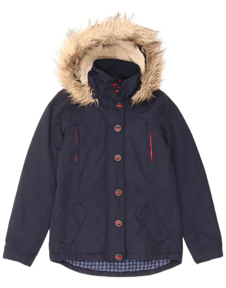 Jachetă căptușită cu glugă pentru femei Fat Face UK 8 Small Navy Blue Marine