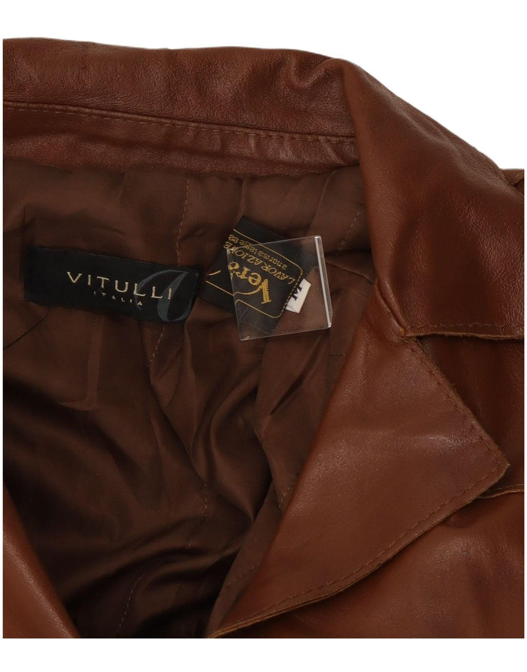 Jachetă de piele vintage pentru femei UK 12 piele maro medie