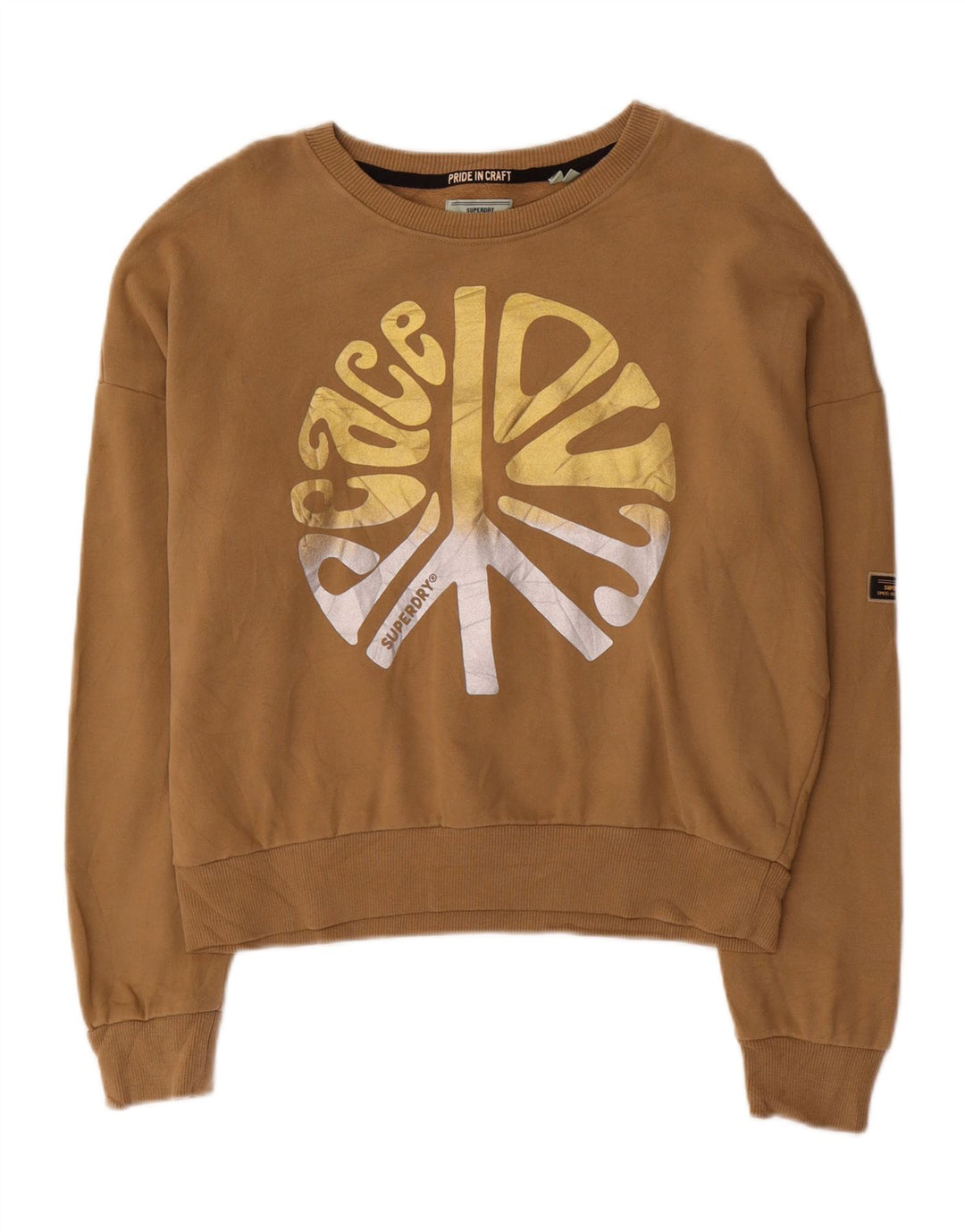 SUPERDRY Pulover supradimensionat cu grafic pentru femei UK 12 Maro mediu