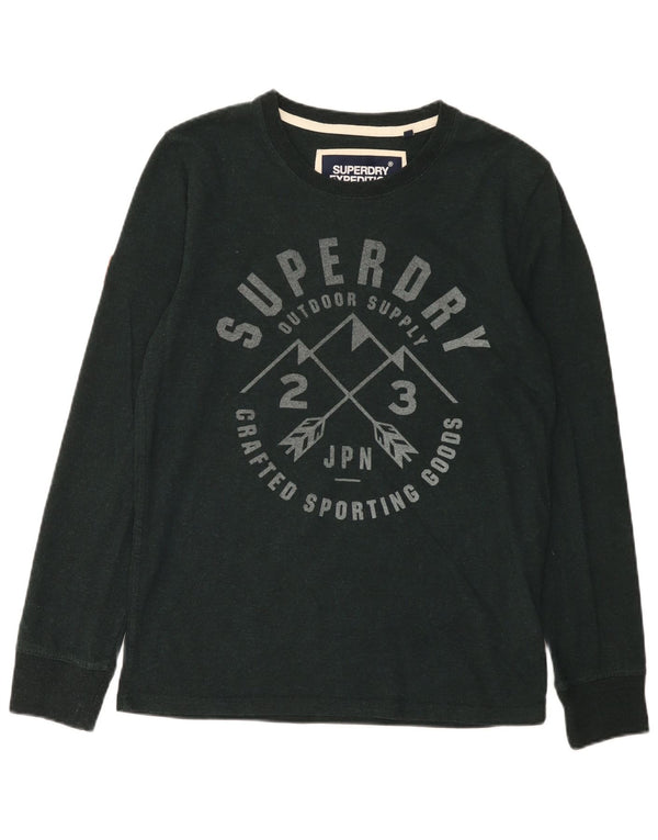 Top grafic pentru bărbați Superdry cu mânecă lungă XL, bumbac verde