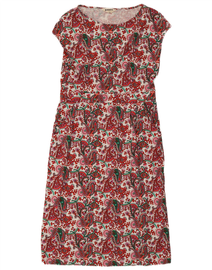 Rochie de bază lungă Boden pentru femei UK 14, mare, roșu Paisley Bumbac