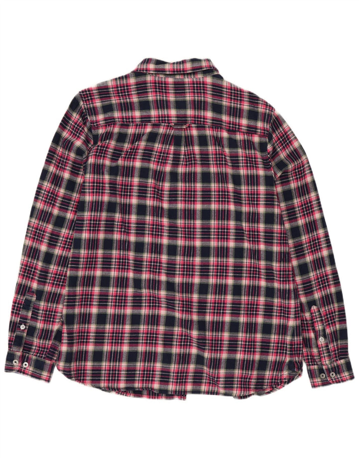 Crew Clothing Cămașă de flanel pentru femei, cu croială relaxată, UK 12, roz mediu, carouri