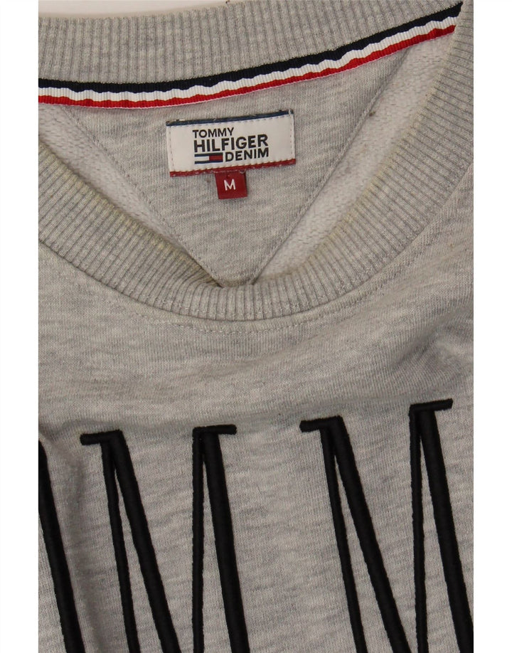 TOMMY HILFIGER Womens Longline Sweatshirt Jumper UK 14 Medium Grey Vintage Tommy Hilfiger and Second-Hand Tommy Hilfiger from Messina Hembry 
